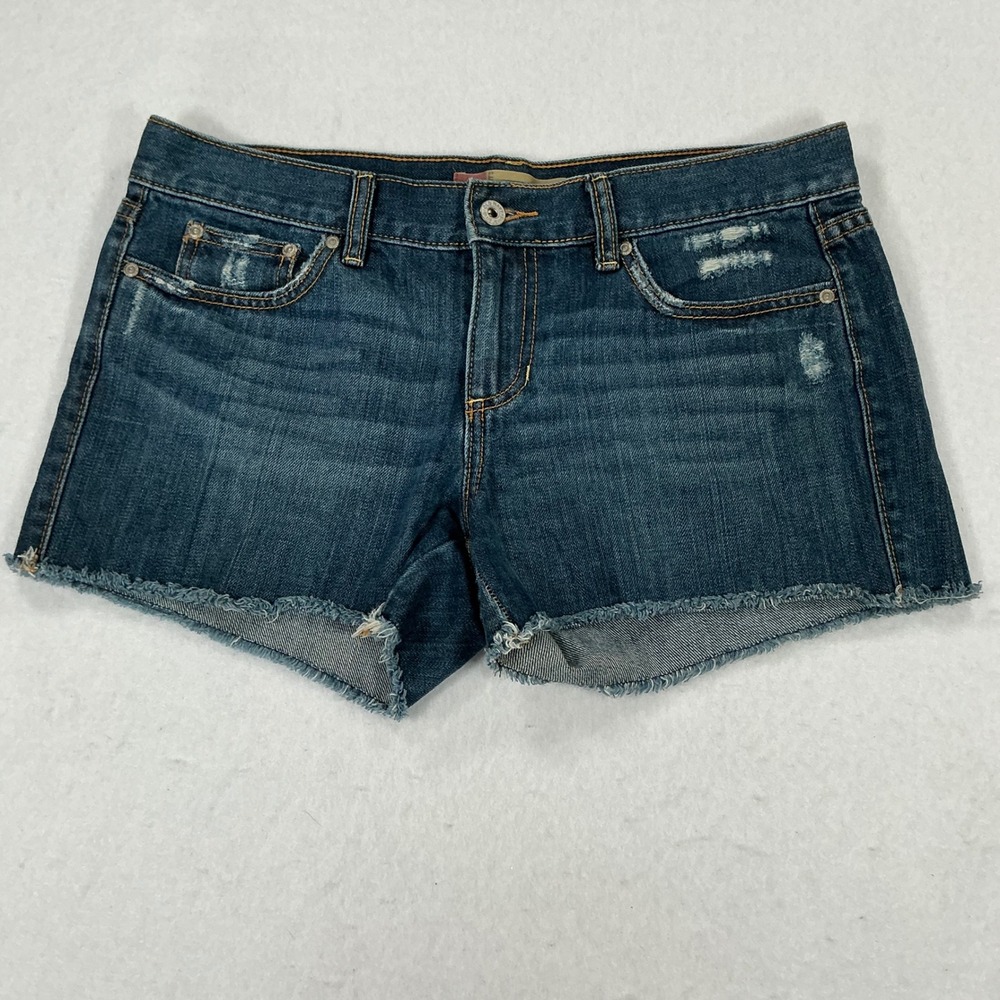 Old Navy Ultra Low Waist Denim Shorts Dark Wash Distressed Raw Hem Size‎ 8